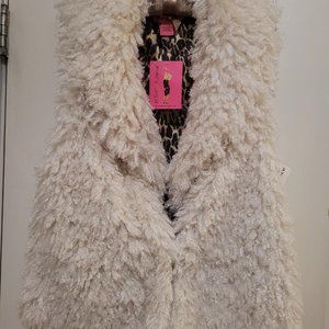 Betsy Johnson Faux Fur Vest Ivory Medium